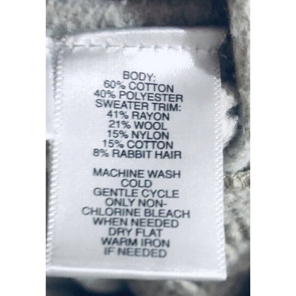 Ann Taylor Loft Womens Medium Beige Mixed Media Sweatshirt Cowl Neck Cable Knit - Picture 6 of 6